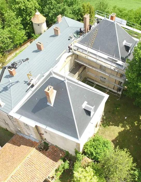 Vue aérienne chantier toiture